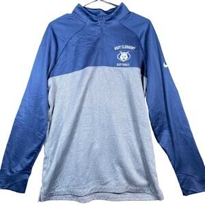 Nike Golf Mens Jacket Blue Gray Colorblock 1/4 Zip Fleece Performance Athletic L